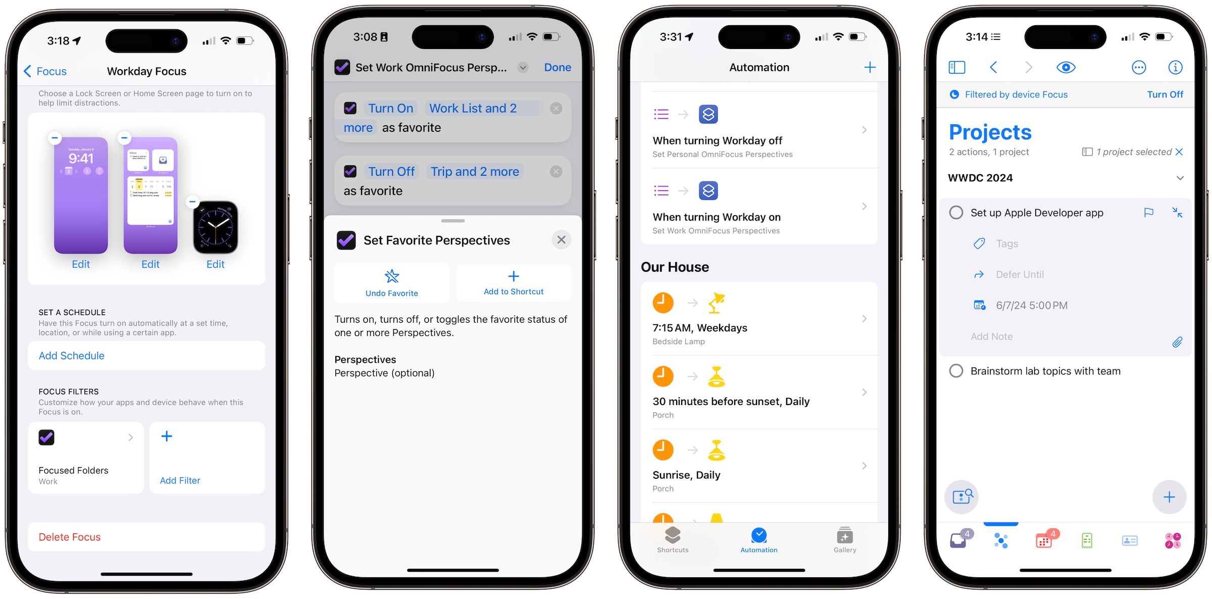 A screenshot of OmniFocus’s new Favorite Perspectives